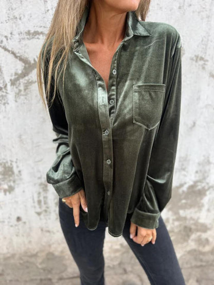 Velvet Elegance Blouse™ – Women's Velvet Blouse with Button Closure | Becker's Amsterdam