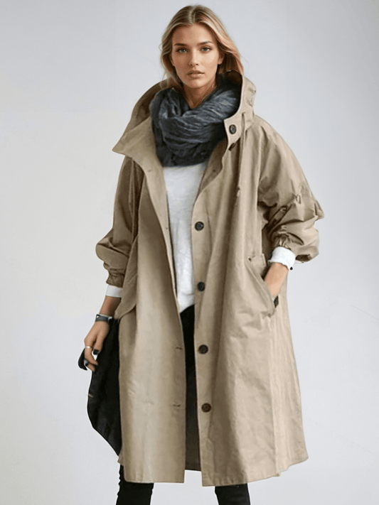 Elizabeth luxe trenchcoat dames – klassieke jas met dubbele knopen en taille-riem