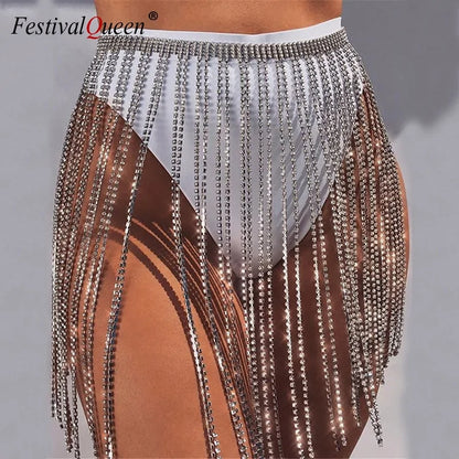 Becker's Amsterdam™- Braziliaanse Festival Kristalachtige Glitterende Mini Rok Met Kwastjes