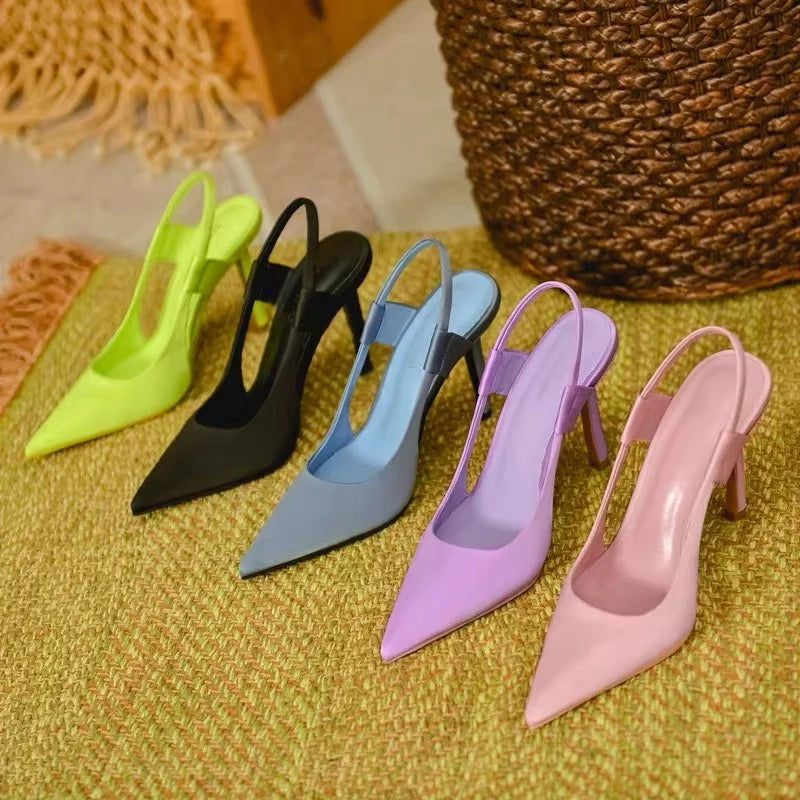 Lamelle elegante slingback pumps met puntige neus en luxe afwerking van Becker's Amsterdam