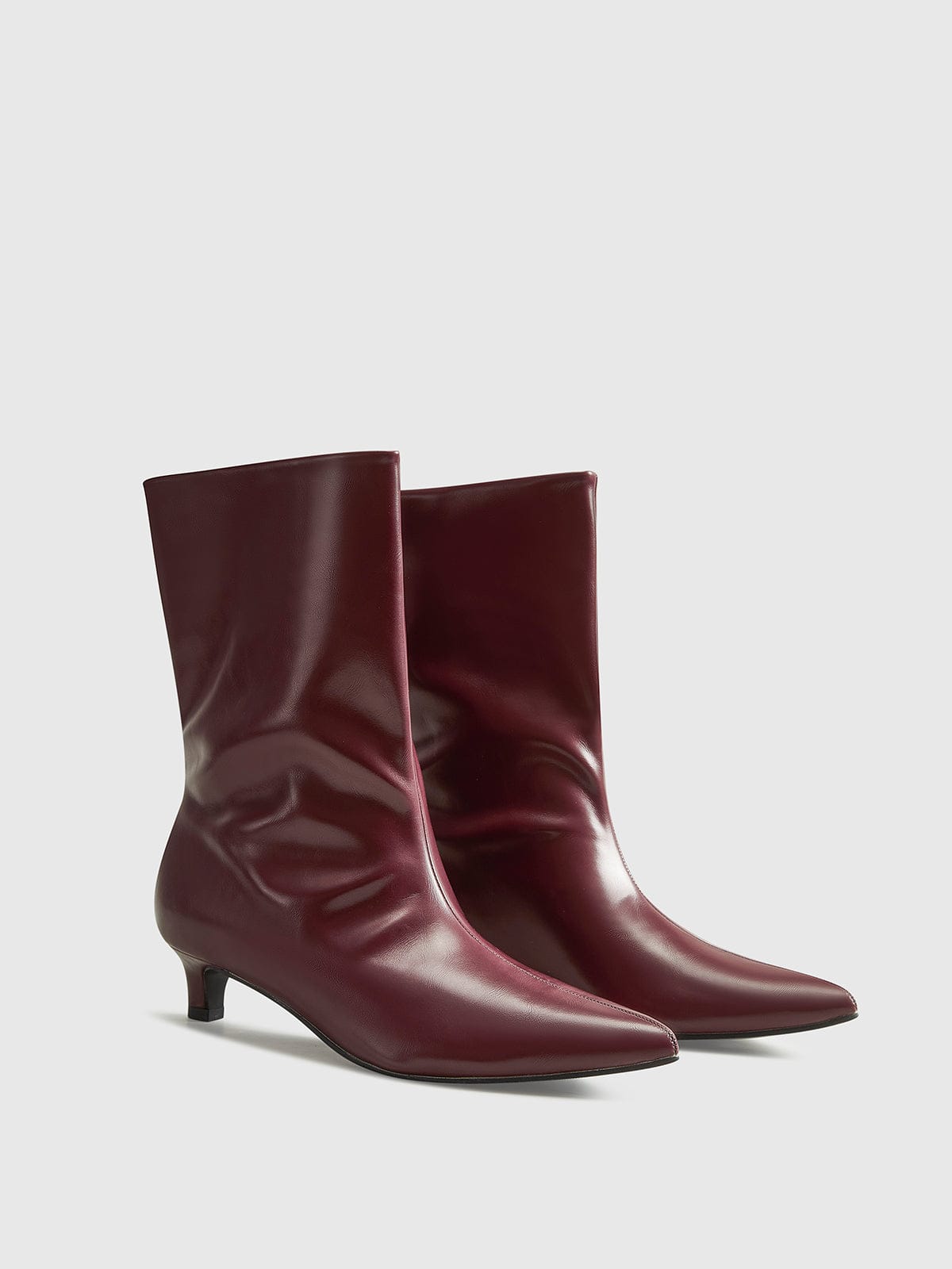 Bottines Lavy bordeaux à bout pointu et talon bas de Becker's Amsterdam