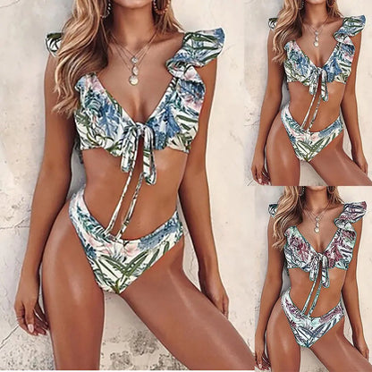 Becker's Amsterdam™ - Otranto Driedelad Bladtryck Bikini Set Med Kjol