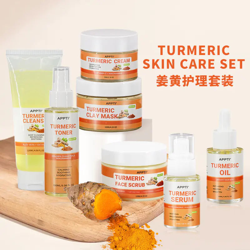 Korean Turmeric Skincare Set: Toner, Cream, Serum &amp; Scrub | Appti™