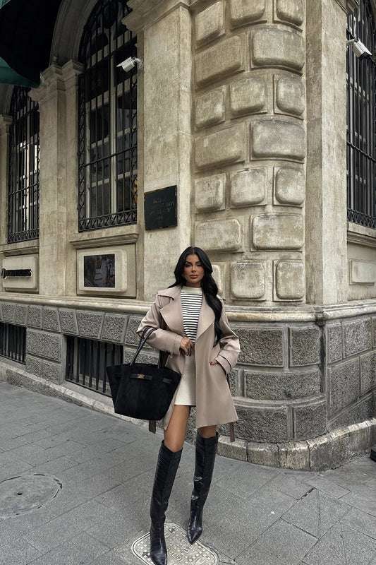 ClassicWool Trench Coat – elegantan kaput od mješavine vune za žene, topli kaput u stilu klasičnog trench coata