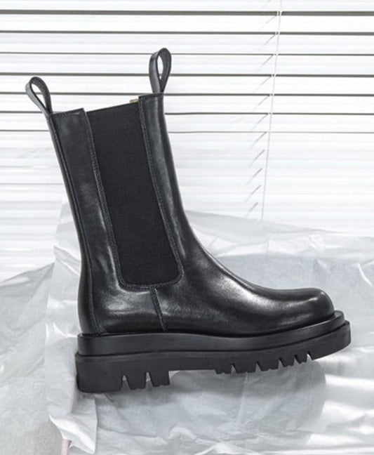 Camden Luxe Boots™ – zwarte leren dames enkellaarzen met elegante uitstraling